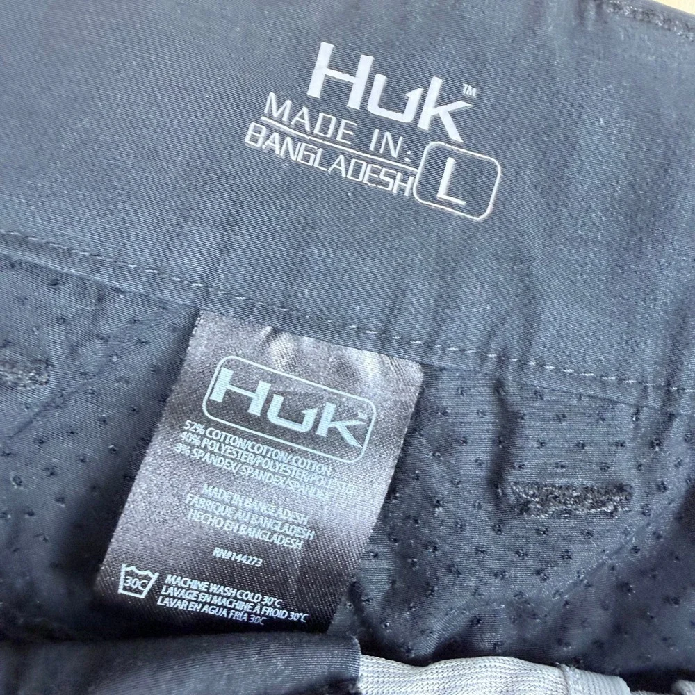 Huk Mens Performance Fishing Shorts Black Cargo Utility Size Large 36 Waist